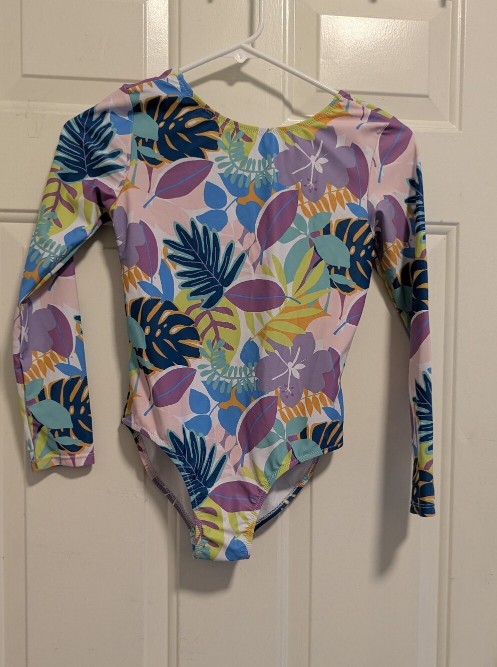 Andy & Evan Pastel Floral Swim Leotard with Blue Trim